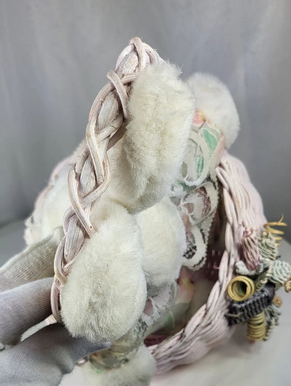 Soft Expressions Plush Bunny in Pink Wicker Basket 8.5